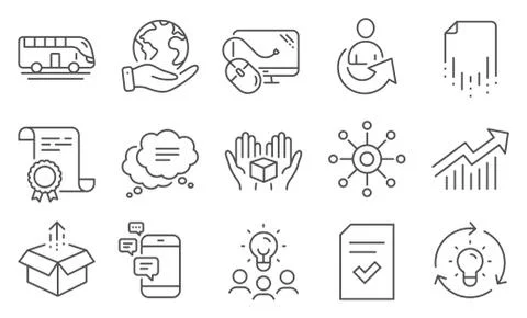 Set of Technology icons, such as Hold box, Idea, Computer mouse. Vector 스톡 일러스트