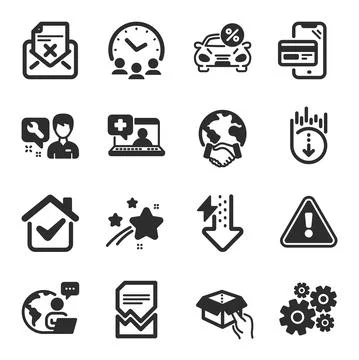 Set of Technology icons, such as Hold box, Scroll down, Car leasing symbols イラスト素材