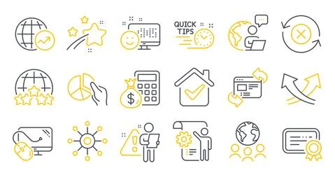 Set of Technology icons, such as Intersection arrows, Multichannel, Certificate Stock Illustration