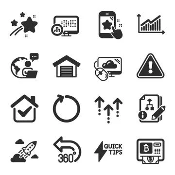 Set of Technology icons, such as Loop, Graph, Quickstart guide symbols. Vector Stock Illustration