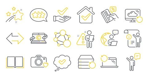Set of Technology icons, such as Manual doc, Agent, Stars symbols. Vector イラスト素材