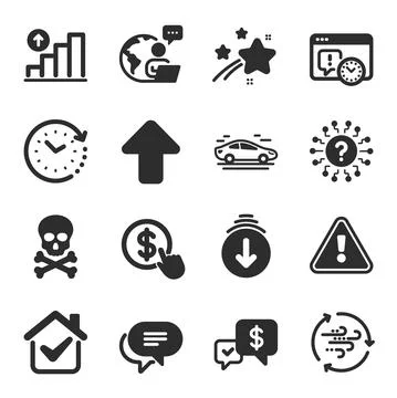 Set of Technology icons, such as Payment received, Chemical hazard, Graph chart Stock Illustration