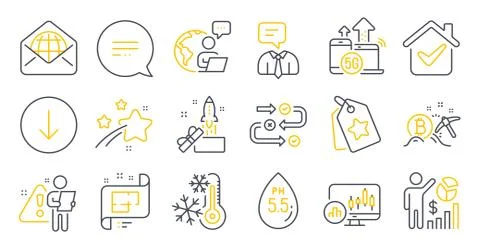 Set of Technology icons, such as Ph neutral, Innovation, Web mail symbols Illustrazione stock