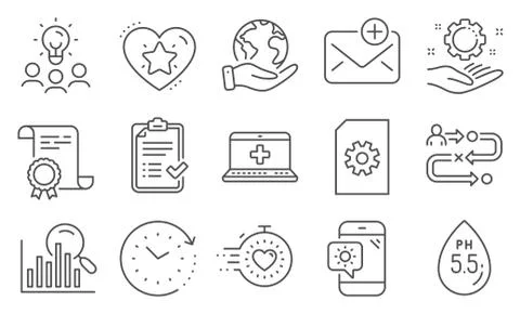Set of Technology icons, such as Ranking star, File management, New mail. Vector Stockillustratie