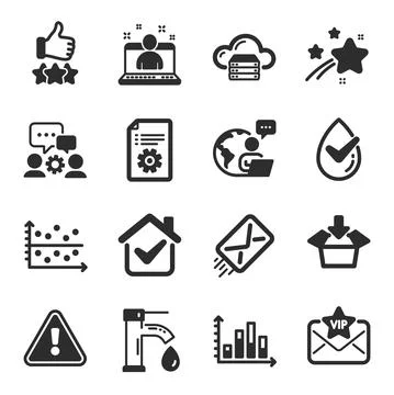 Set of Technology icons, such as Rating stars, Technical documentation Stock Illustration