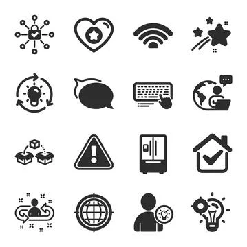 Set of Technology icons, such as Security lock, Idea, Refrigerator symbols. Wifi イラスト素材