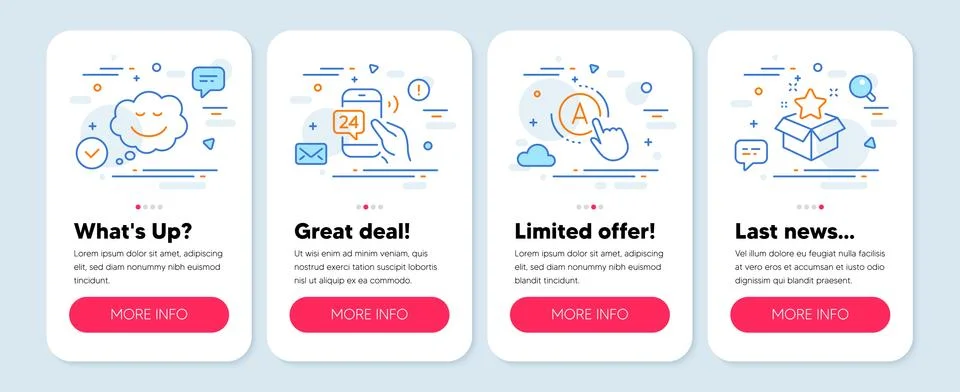 Set of Technology icons, such as Speech bubble, Ab testing, 24h service symbols Stock Illustration