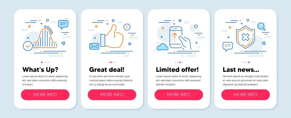 Set of Technology icons, such as Swipe up, Like, Roller coaster symbols. Reject Stock Illustration