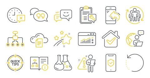 Set of Technology icons, such as Technical algorithm, Restructuring, Spanner Stock Illustration