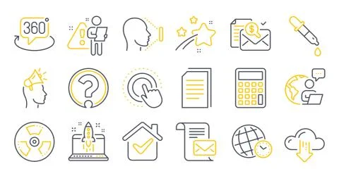 Set of Technology icons, such as Time zone, Brand ambassador, Copy files symbols Illustrazione stock