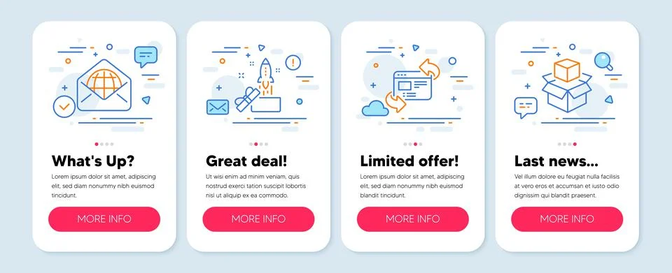 Set of Technology icons, such as Web mail, Refresh website, Innovation symbols Illustration