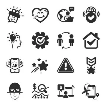 Set of Technology icons, such as Workflow, Idea, Cogwheel symbols. Vector 스톡 일러스트