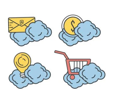 Set technology information with cloud data service 스톡 일러스트