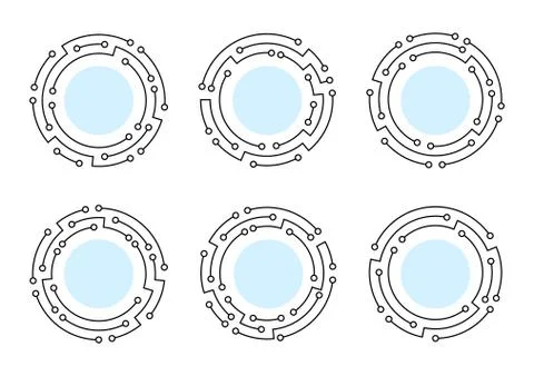 Set of technology round frame Stock Illustration