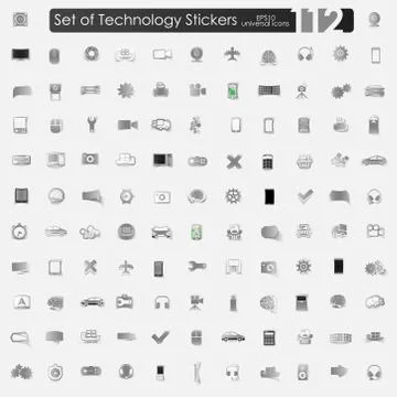 Set of technology stickers Stock Illustration
