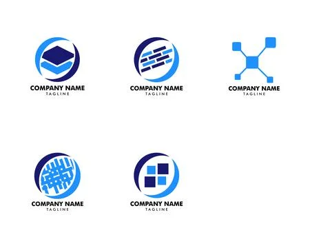 Set of Technology Vector Logo Template Design Stock Illustration