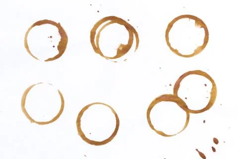 Set of tee or coffee cup rings isolated on a white background Stock Photos