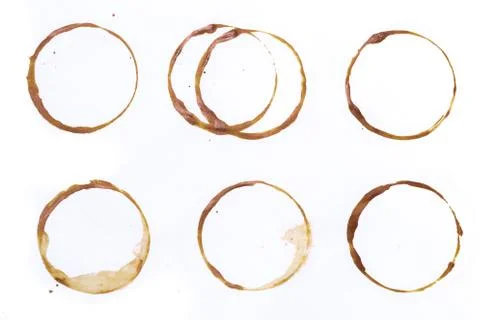 Set of tee or coffee cup rings isolated on a white background Stock Photos