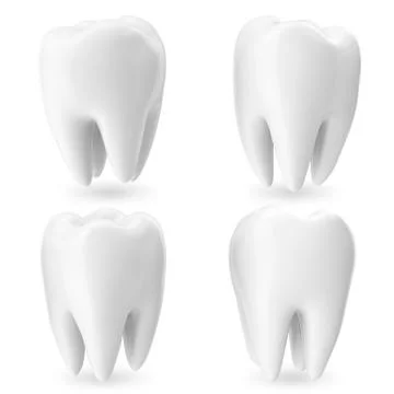 Set teeth, 3d concept dental care isolated on white with shadow, for your design Stock Illustration