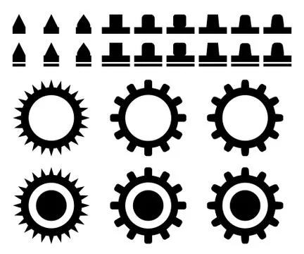 Set of teeth and gears. Vector EPS10 Stock Illustration
