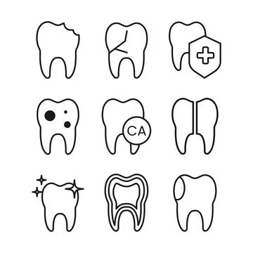 Set of Teeth Icon in Outline style. Vector illustration. Stock Illustration