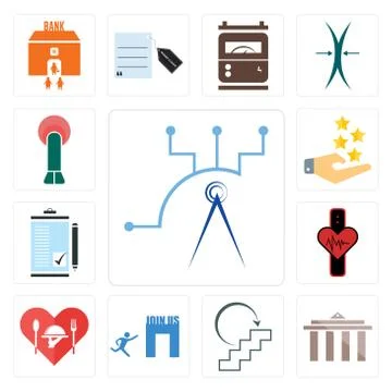 Set of telecom, municipality, next steps, join us, hospitality, tracker, orde Free Stock Illustration