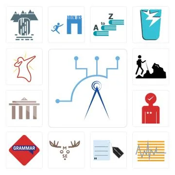 Set of telecom, tracker, request a quote, moose, grammar, customer experience Illustrazione stock gratuita