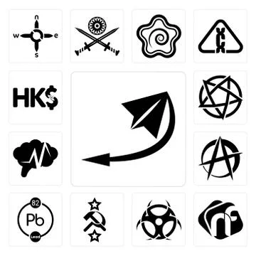 Set of telegram, nf, contagion, soviet, chemical, anarchist, epilepsy, devil' Free Stock Illustration