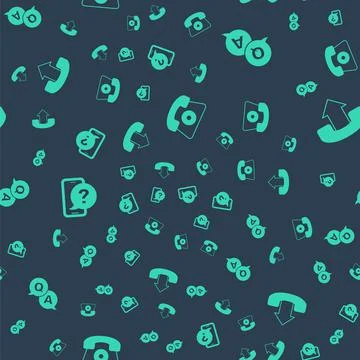 Set Telephone 24 hours support, Question and Answer, and on seamless pattern Stock Illustration