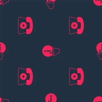 Set Telephone 24 hours support and Information on seamless pattern. Vector Stock Illustration
