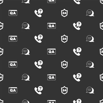 Set Telephone 24 hours support, Speech bubble chat, Question and Answer and on Stock Illustration