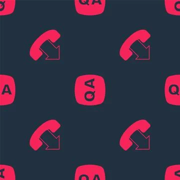 Set Telephone 24 hours support and Question and Answer on seamless pattern Stock Illustration