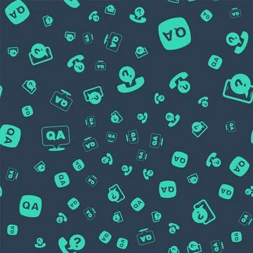 Set Telephone 24 hours support, Question and Answer, and on seamless pattern Stock Illustration