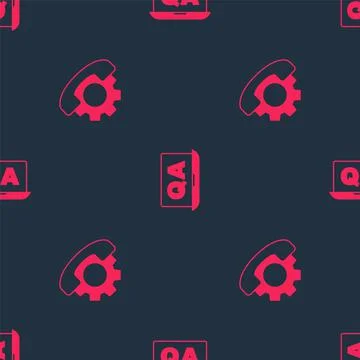 Set Telephone 24 hours support and Question and Answer on seamless pattern Stock Illustration