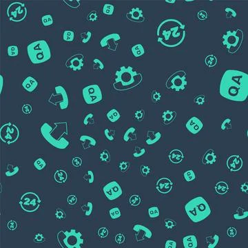 Set Telephone 24 hours support, , and Question and Answer on seamless pattern Stock Illustration