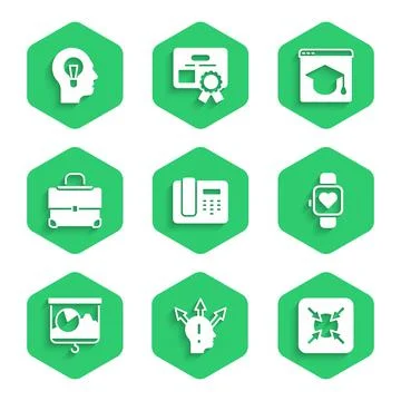 Set Telephone 24 hours support, Project team base, Target, Smart watch Stock Illustration