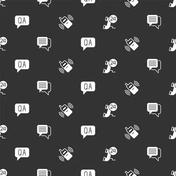 Set Telephone 24 hours support, Speech bubble chat, Question and Answer and Illustrazione stock