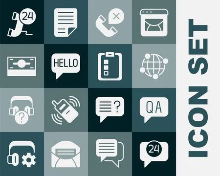 Set Telephone 24 hours support, Question and Answer, Global technology, Dec.. 스톡 일러스트