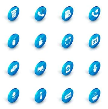 Set Telephone handset, Document with minus, speech bubble chat, Computer mouse Stock Illustration