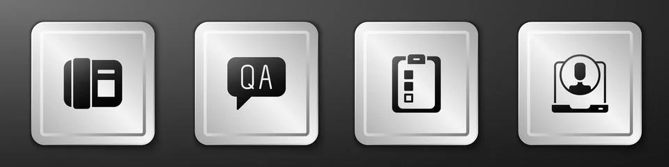 Set Telephone handset, Question Answer, Online quiz, test, survey and 24 hours Stock Illustration