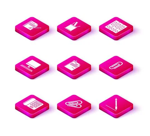 Set Telephone, Paper clip, Computer monitor with keyboard, File document and Illustrazione stock