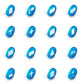 Set Telephone with speech bubble chat, Cardboard box traffic symbol, Computer Illustrazione stock