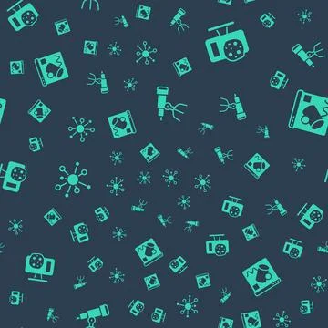 Set Telescope Genetic engineering Molecule and Data visualisation on seamless Stockillustratie