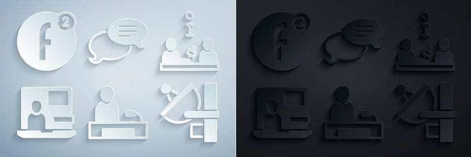 Set Television report, Interview, World news, Radar, Speech bubble chat and Stock Illustration