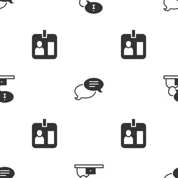 Set Television report, Speech bubble chat and Journalist id card on seamless Stock Illustration