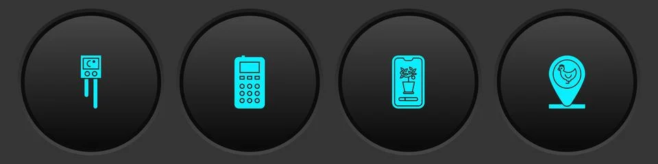 Set Temperature and humidity sensor, Remote control, Smart farming system and Stock Illustration