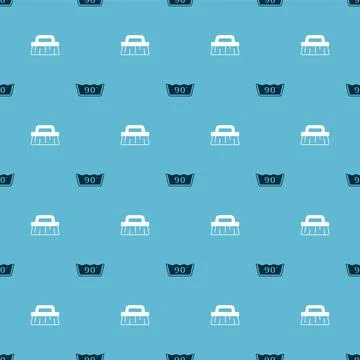 Set Temperature wash and Brush for cleaning on seamless pattern. Vector Stock Illustration