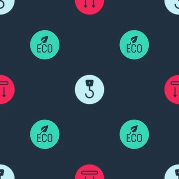 Set Temperature wash, Industrial hook and Leaf Eco symbol on seamless pattern イラスト素材
