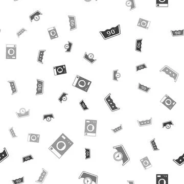 Set Temperature wash, Time, and Washer on seamless pattern. Vector 스톡 일러스트