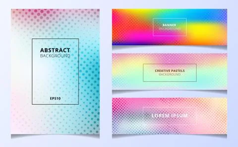 Set of template abstract smooth blurred pastel color, vibrant, holographic gr Stock Illustration